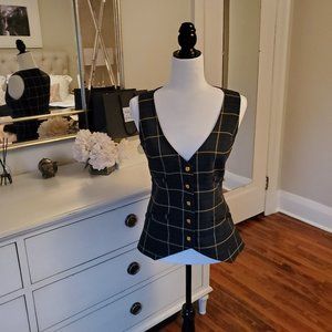 Striped Smythe vest with gold buckles